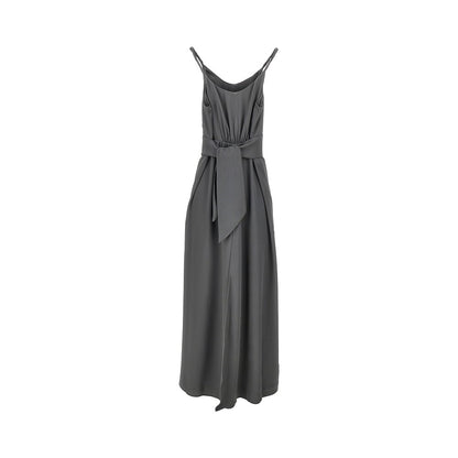 EMPORIO ARMANI Twill long dress with belt