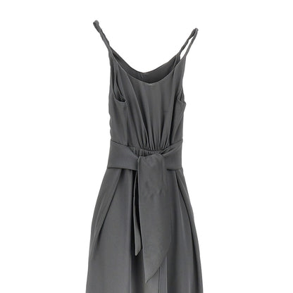 EMPORIO ARMANI Twill long dress with belt