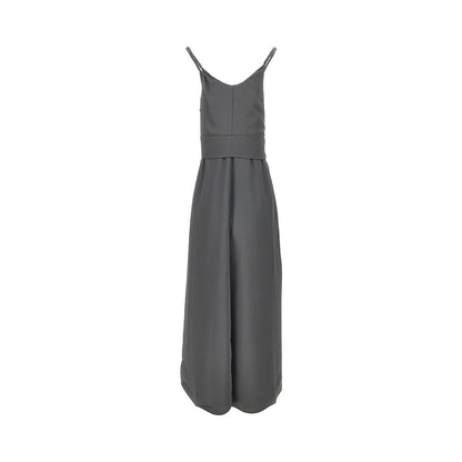 EMPORIO ARMANI Twill long dress with belt