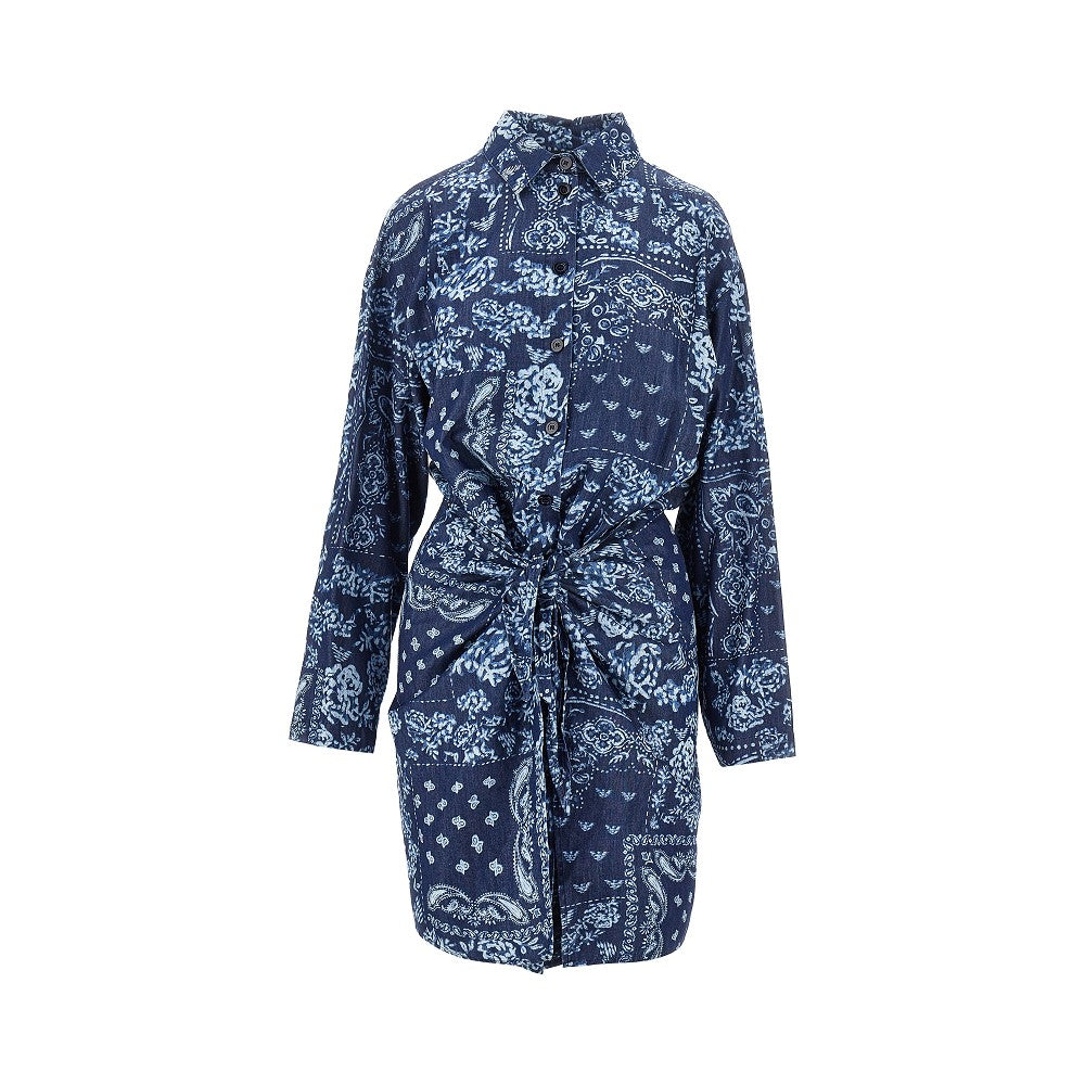EMPORIO ARMANI Bandana print chambray mini dress