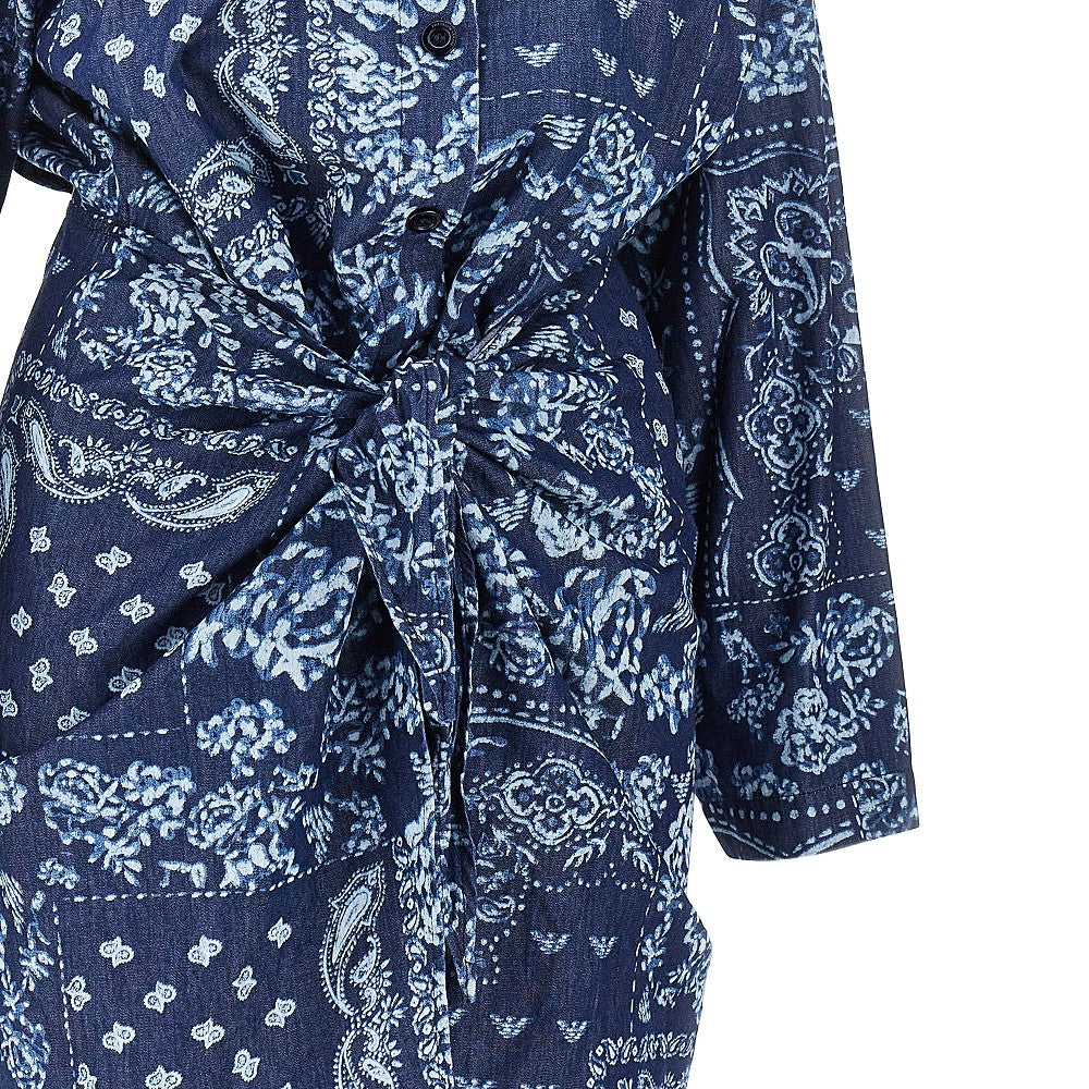 EMPORIO ARMANI Bandana print chambray mini dress