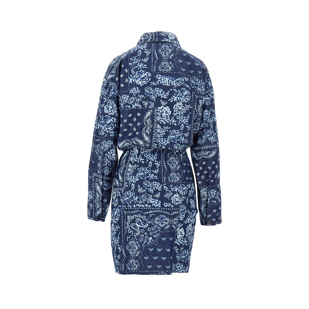 EMPORIO ARMANI Bandana print chambray mini dress