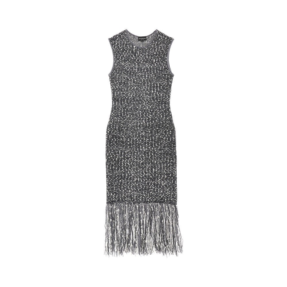 Emporio Armani Fringed knit midi dress