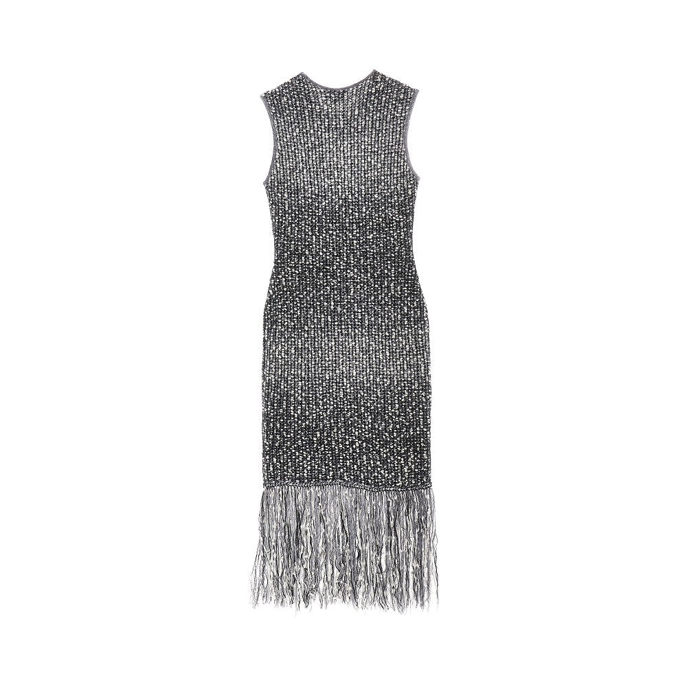 Emporio Armani Fringed knit midi dress