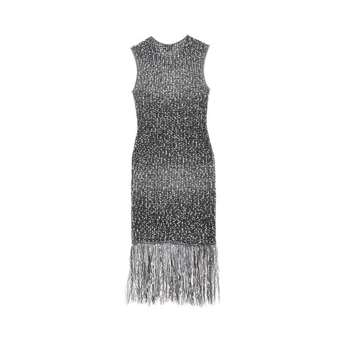 Emporio Armani Fringed knit midi dress