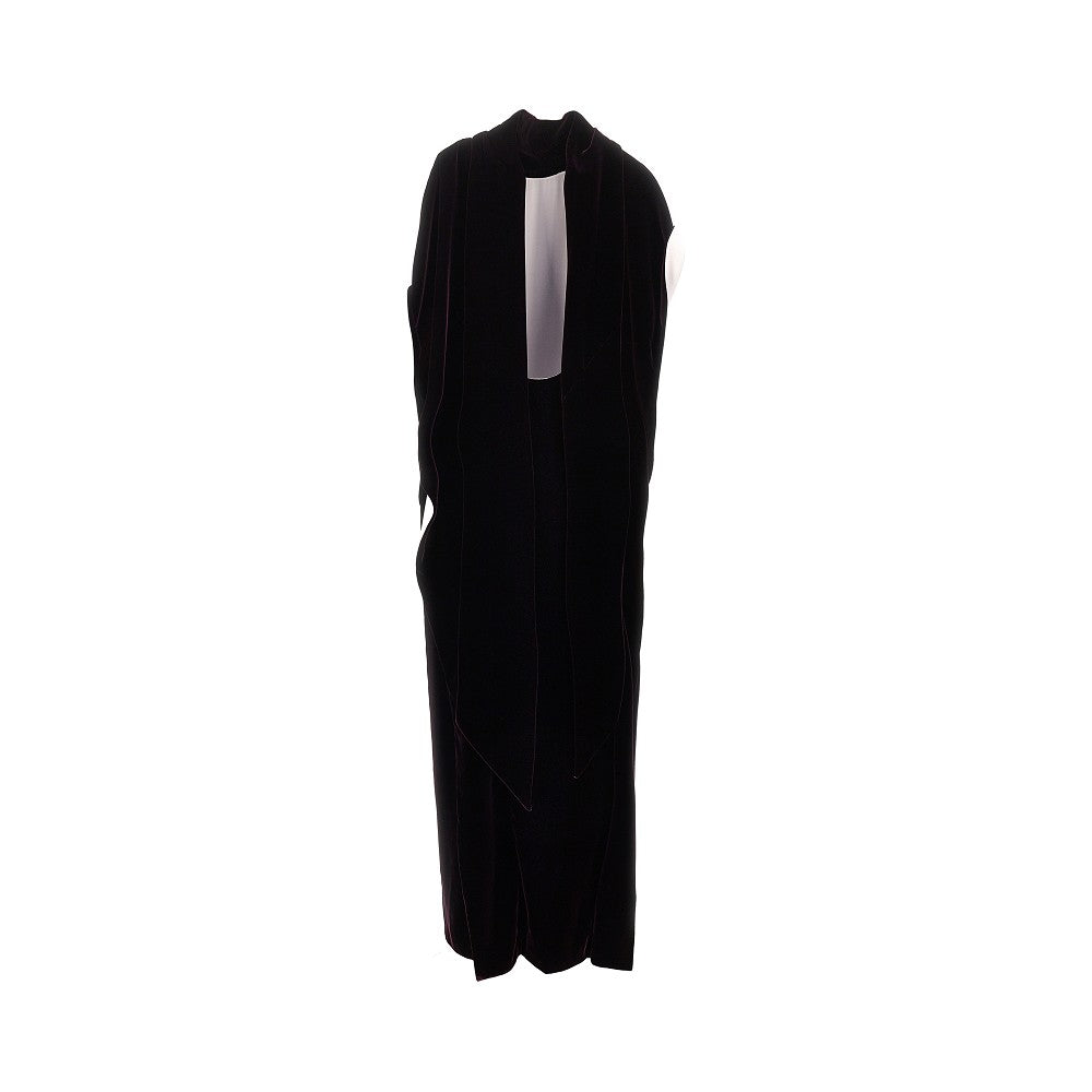 Alberta Ferretti Long velvet dress with cape detail