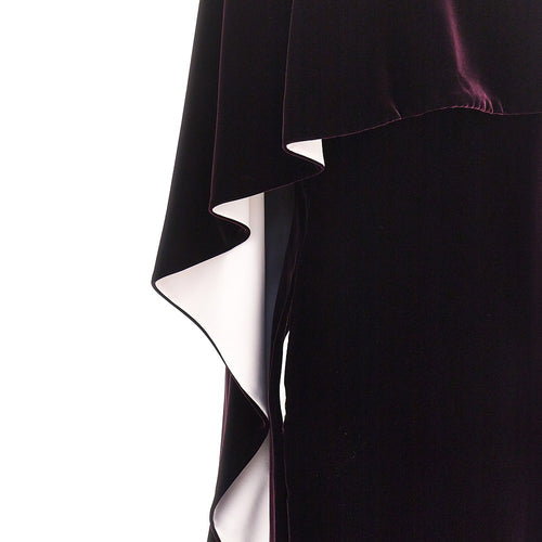 Alberta Ferretti Long velvet dress with cape detail