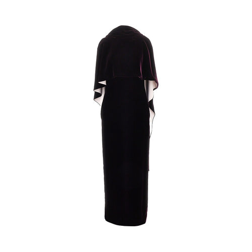 Alberta Ferretti Long velvet dress with cape detail