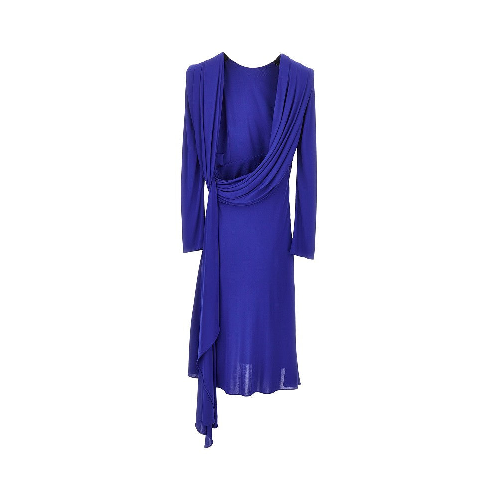 VERSACE Viscose jersey draped midi dress