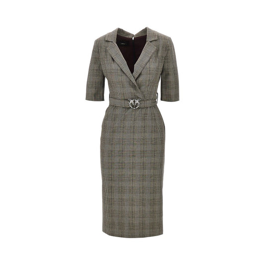 PINKO Wool-blend midi dress with Check motif