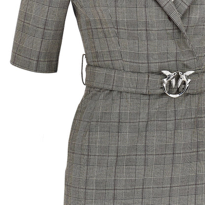 PINKO Wool-blend midi dress with Check motif