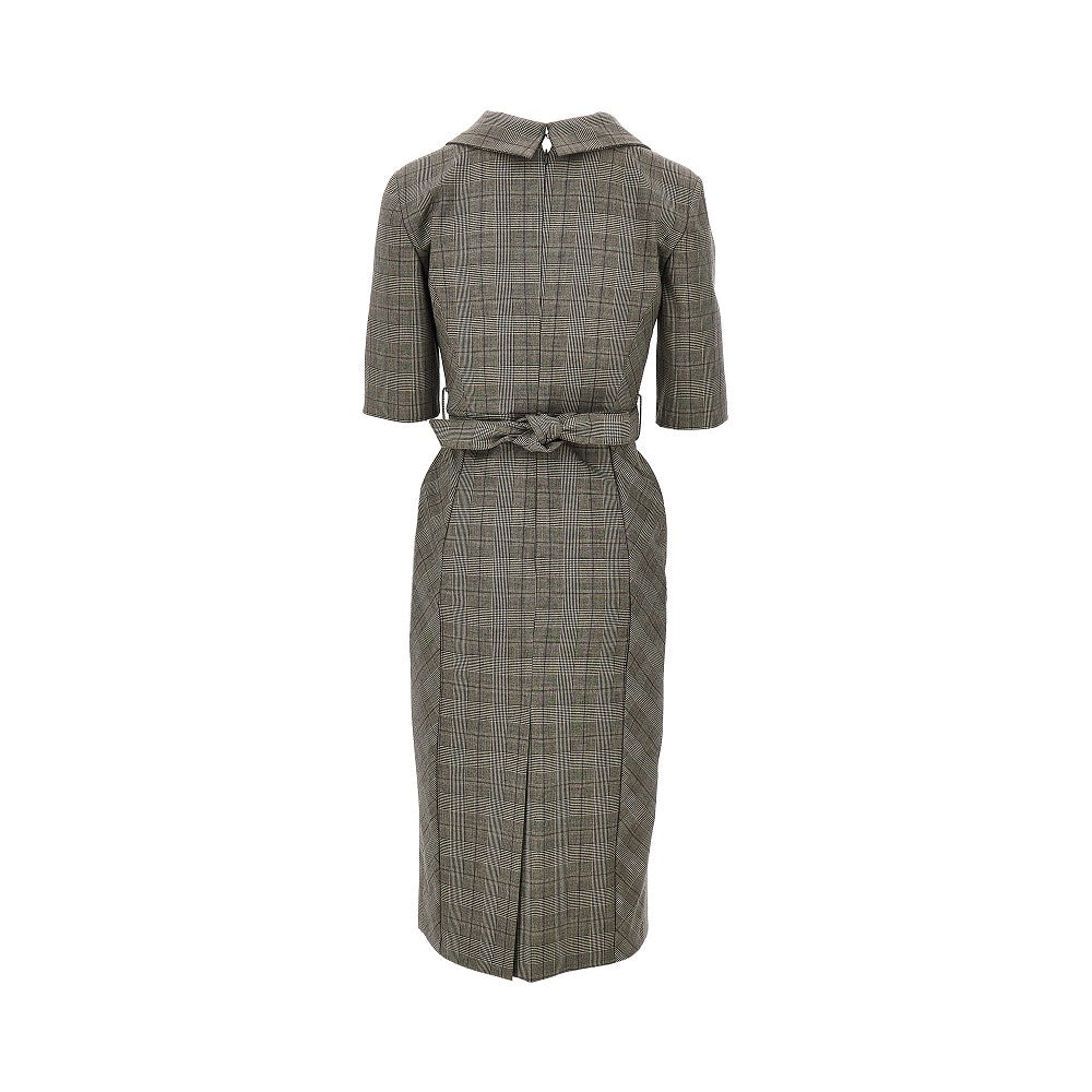 PINKO Wool-blend midi dress with Check motif