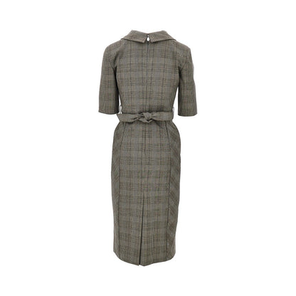 PINKO Wool-blend midi dress with Check motif