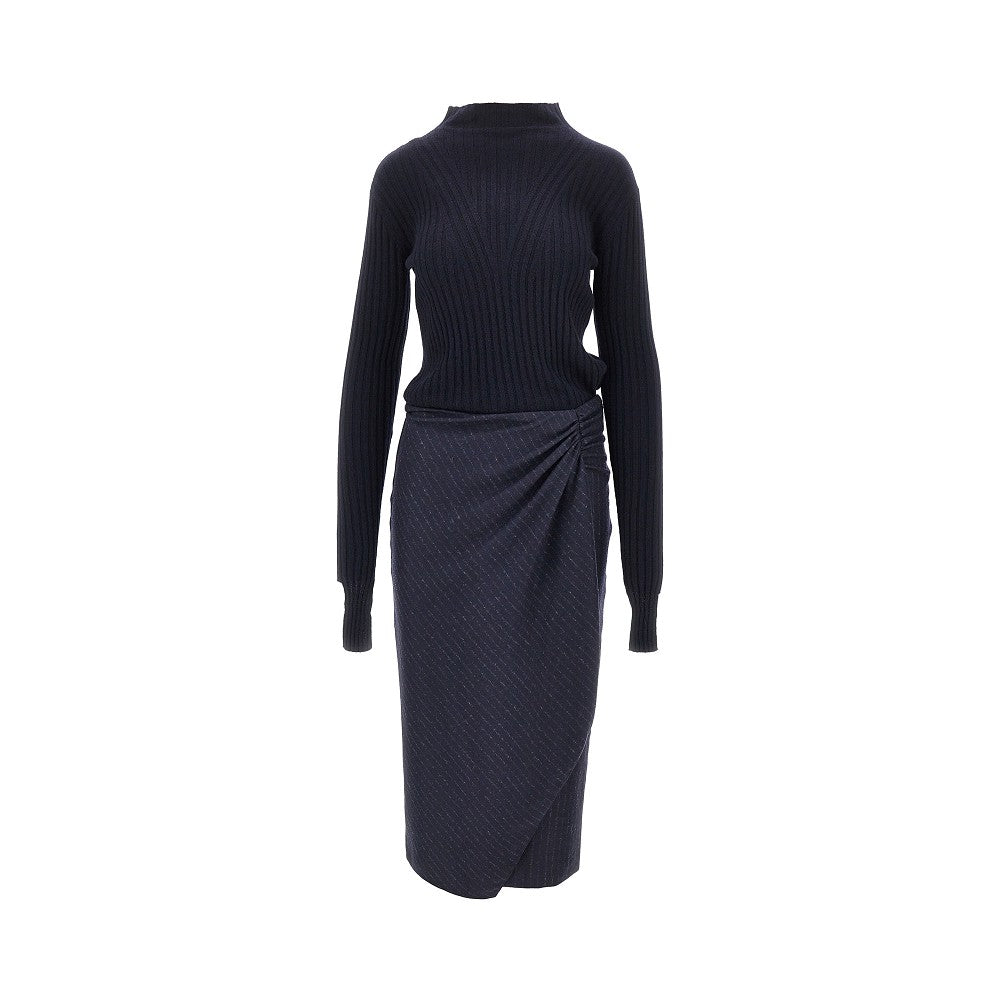 PINKO Knitted midi skirt with pinstriped skirt