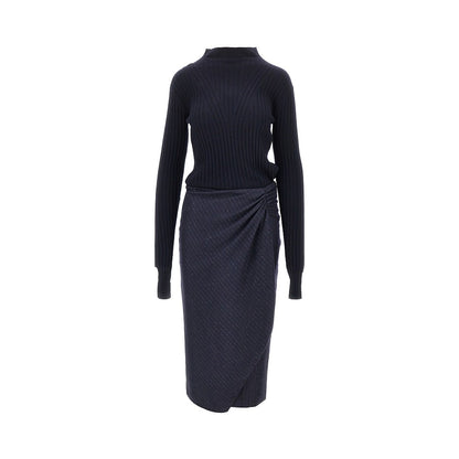 PINKO Knitted midi skirt with pinstriped skirt