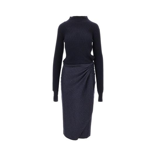 PINKO Knitted midi skirt with pinstriped skirt