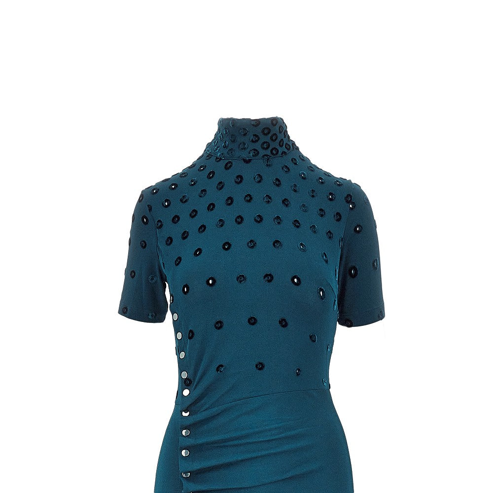 RABANNE Jersey long dress with flocked holes