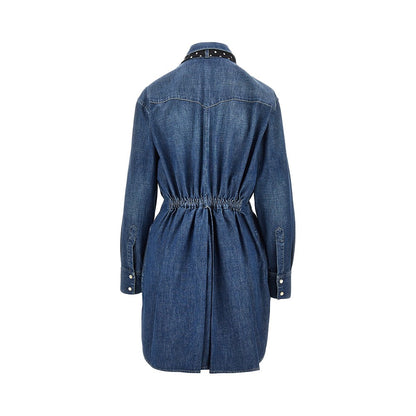 VALENTINO Denim mini dress with silk bow