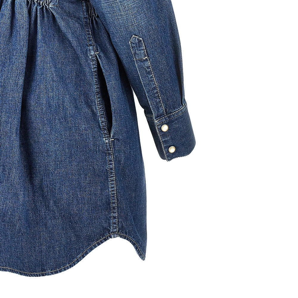 VALENTINO Denim mini dress with silk bow