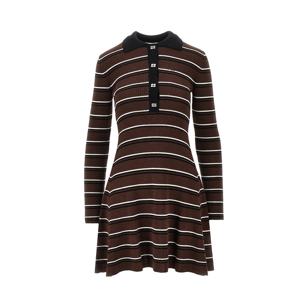 Ganni Knitted short dress with striped motif