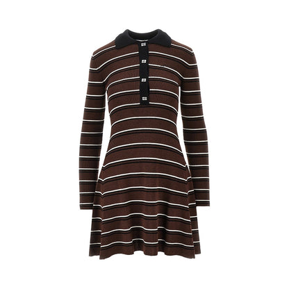 Ganni Knitted short dress with striped motif