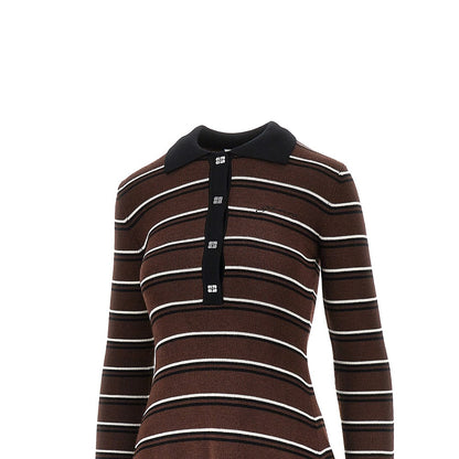 Ganni Knitted short dress with striped motif