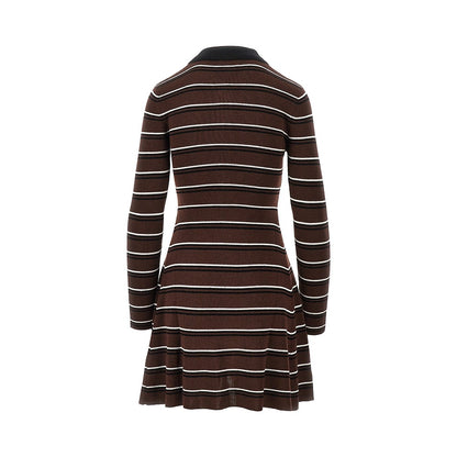Ganni Knitted short dress with striped motif