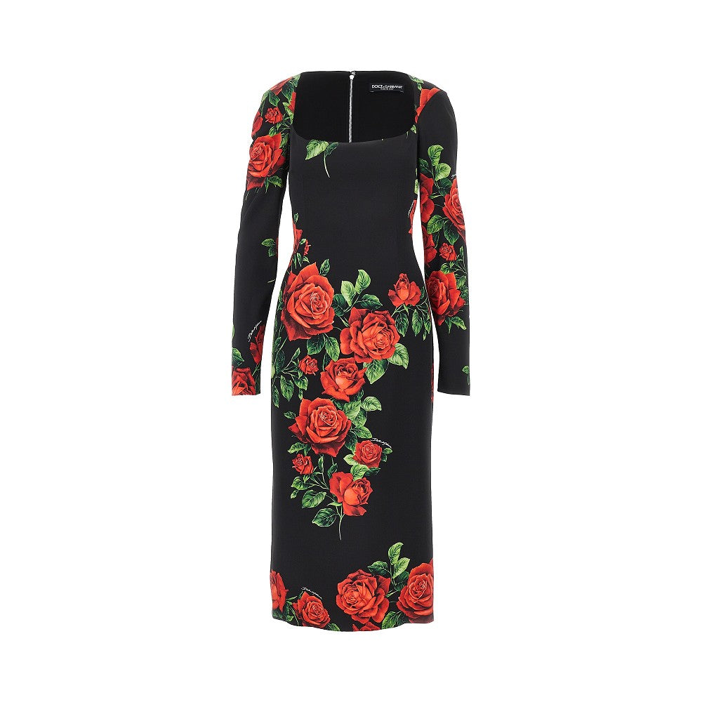 Dolce & Gabbana Roses print charmeuse midi dress