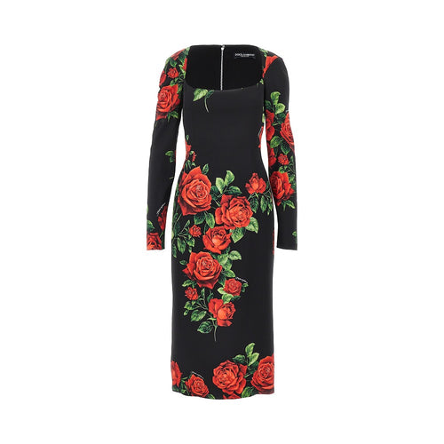 Dolce & Gabbana Roses print charmeuse midi dress