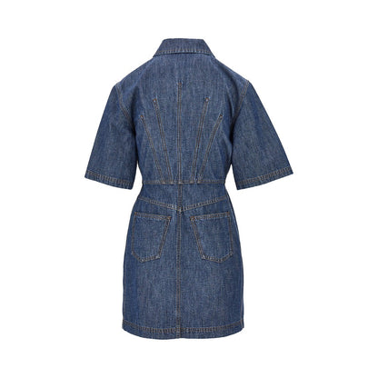 FENDI Chambray mini dress with leather details