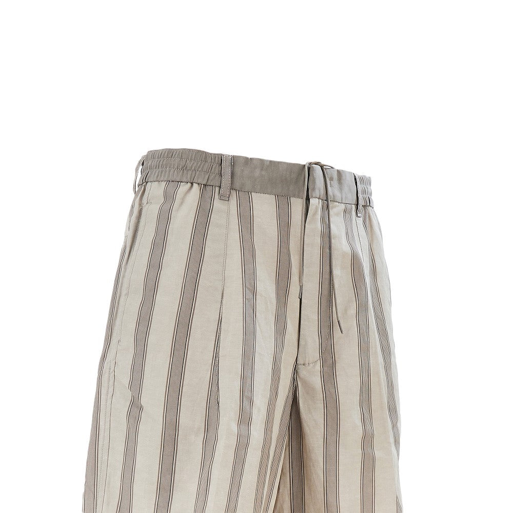 EMPORIO ARMANI Striped motif linen-blend shorts