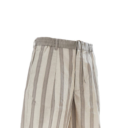 EMPORIO ARMANI Striped motif linen-blend shorts