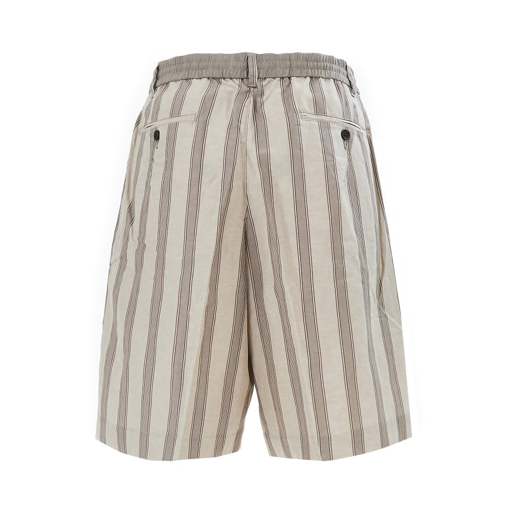 EMPORIO ARMANI Striped motif linen-blend shorts