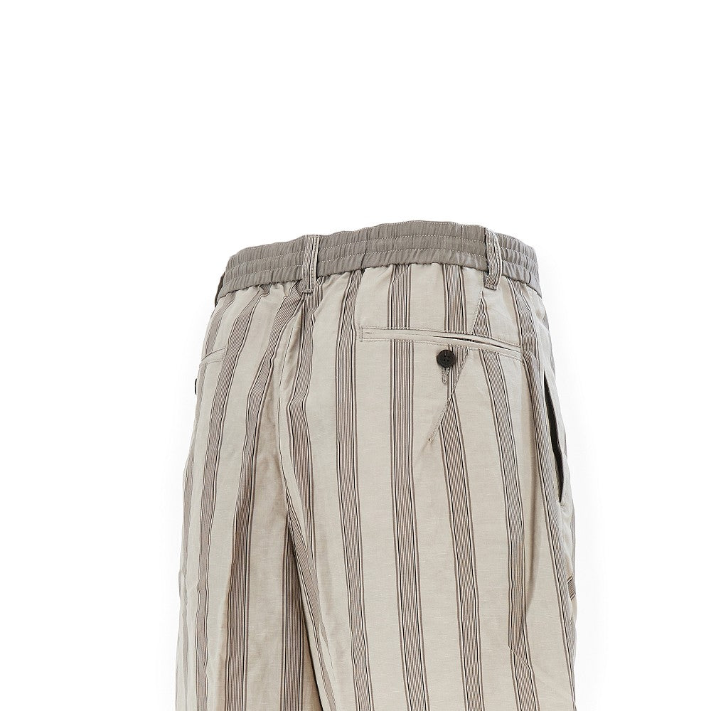 EMPORIO ARMANI Striped motif linen-blend shorts