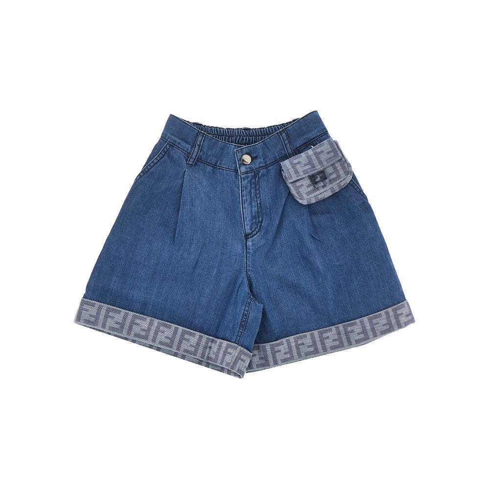 FENDI Denim shorts with Baguette pouch