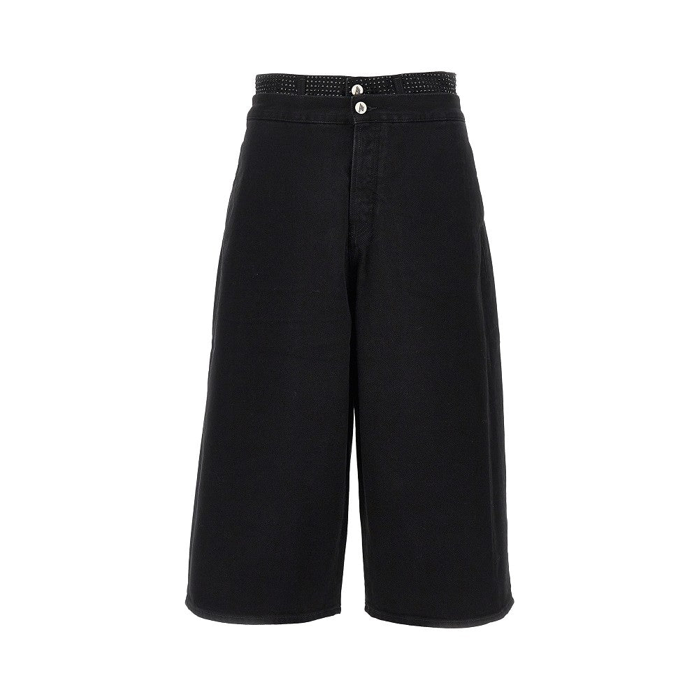 THE ATTICO Cropped denim pants with rhinestones