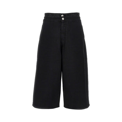 THE ATTICO Cropped denim pants with rhinestones