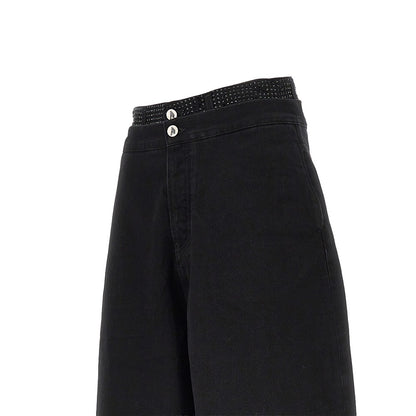 THE ATTICO Cropped denim pants with rhinestones