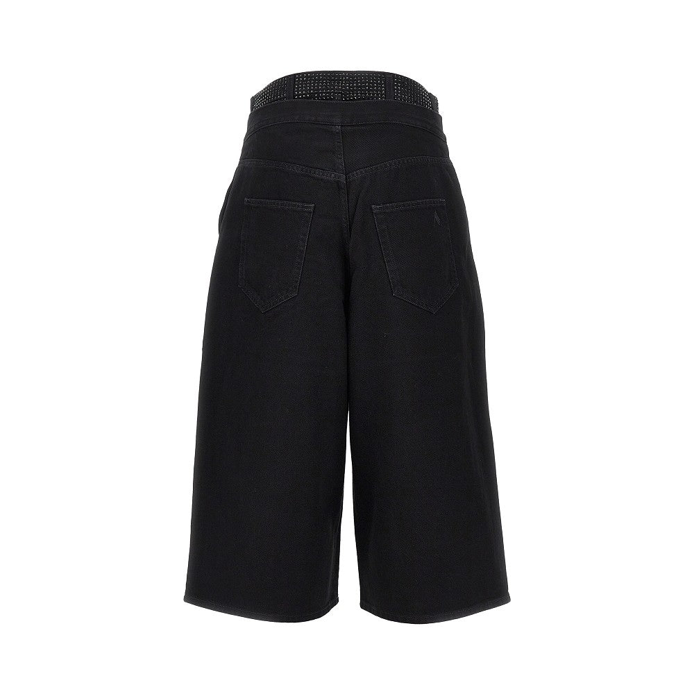 THE ATTICO Cropped denim pants with rhinestones