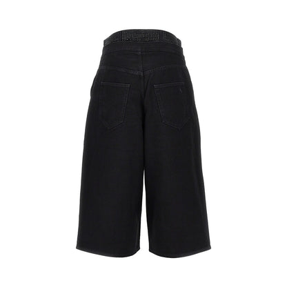 THE ATTICO Cropped denim pants with rhinestones