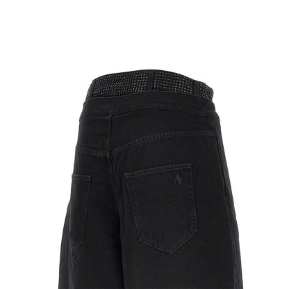 THE ATTICO Cropped denim pants with rhinestones
