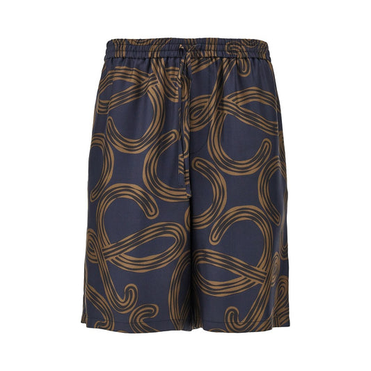LOEWE Anagram print silk shorts