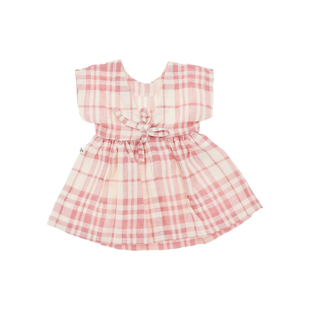 1 + in the Family Check cotton and linen baby dress