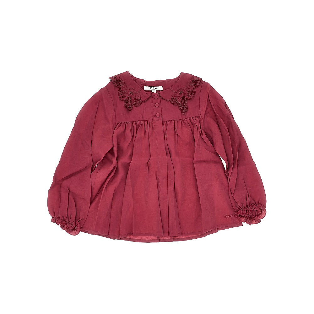 Chloé Silk-blend shirt with embroidered collar