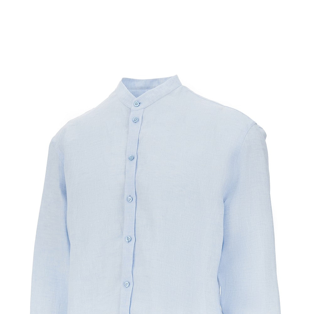 EMPORIO ARMANI Guru collar linen shirt