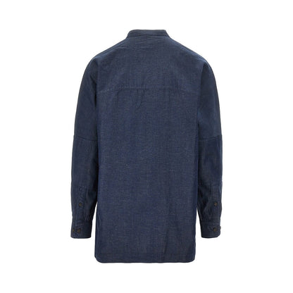 EMPORIO ARMANI Chambray shirt with leather logo label