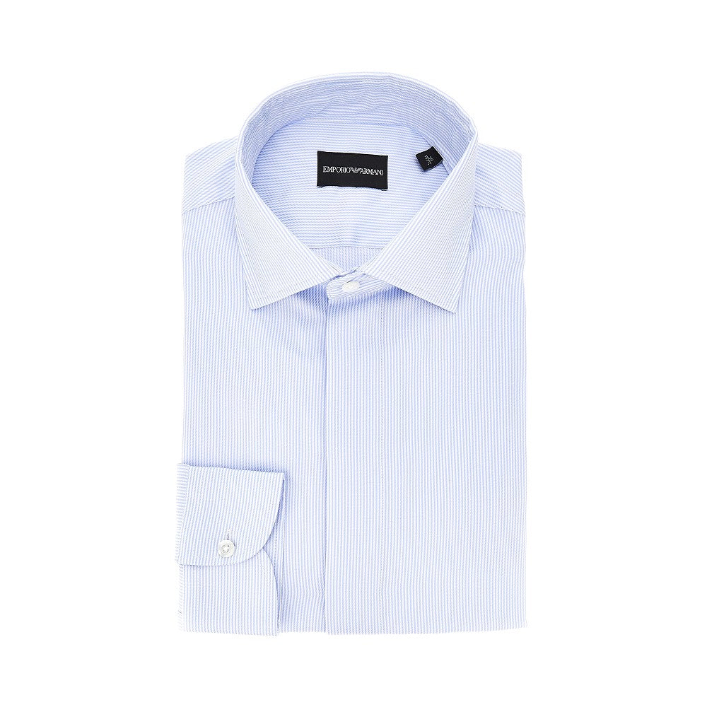 EMPORIO ARMANI Cotton twill shirt with striped motif