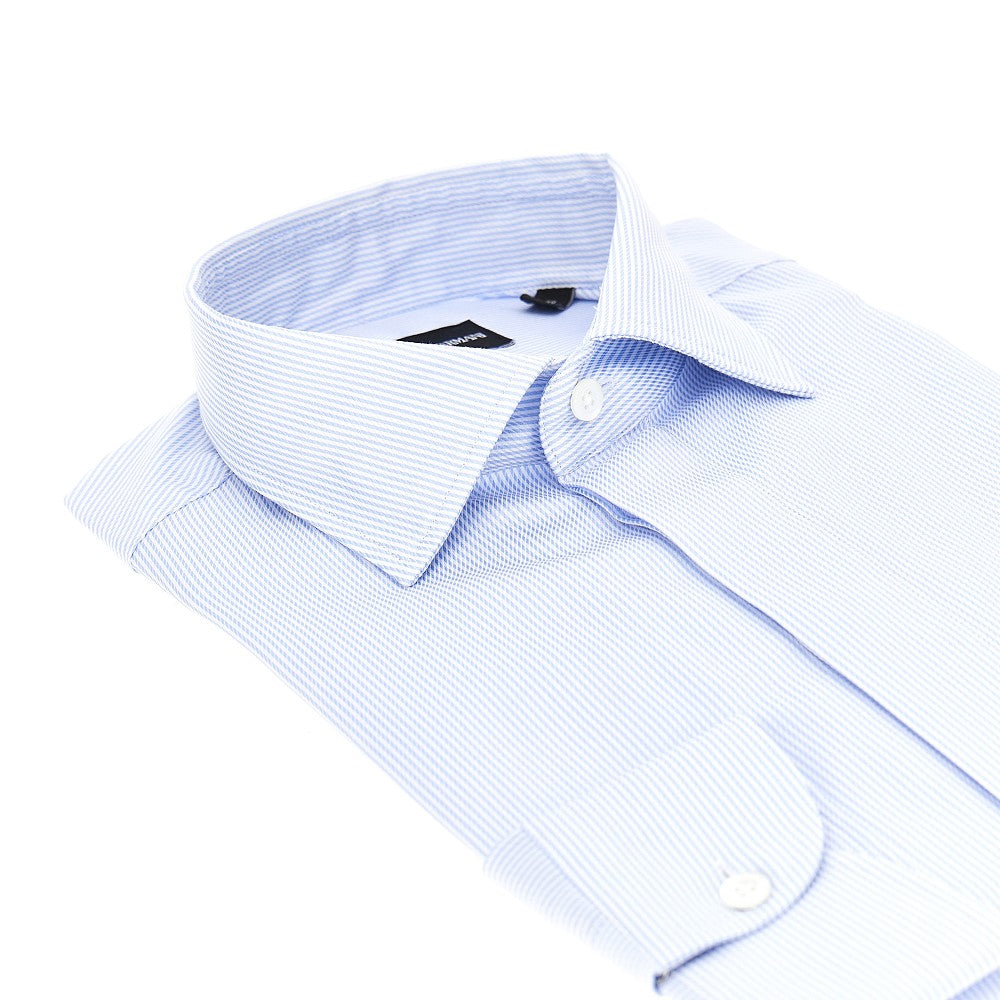 EMPORIO ARMANI Cotton twill shirt with striped motif