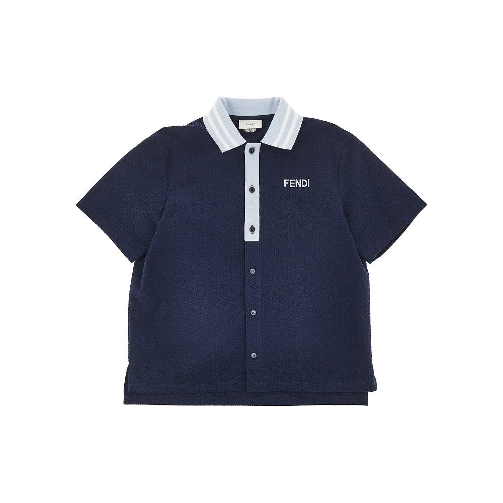 FENDI Cotton seersucker shirt with logo