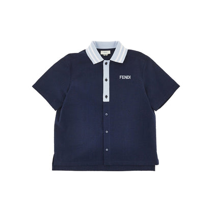 FENDI Cotton seersucker shirt with logo